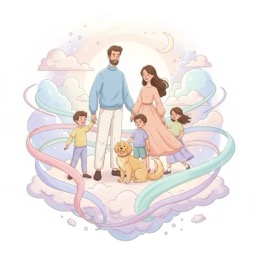 ภาพการ์ตูนครอบครัวแบบกำหนดเอง (สไตล์โมเดิร์น)